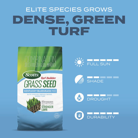 Scotts Turf Builder watering tip image shows seedlings staying moist