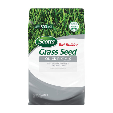 Scotts Turf Builder Quick Fix seed mix ready to cover bare spots and blend with turf