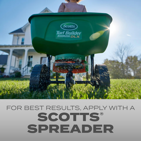 Bag label for Scotts Turf Builder Quick Fix Mix showing seasonal use