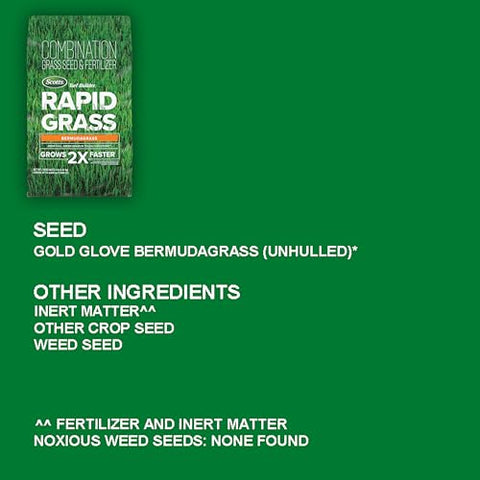 Scotts Turf Builder Rapid Grass blend combines seed and fertilizer for healthier growth.