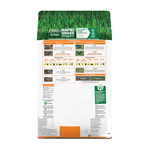 Scotts spreader-ready application of Rapid Grass for even coverage on lawn.