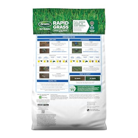 Scotts Turf Builder Rapid Grass Sun and Shade Mix seeds germinating for new lawns.