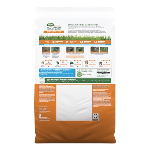Scotts Turf Builder Bermudagrass with Root-Building Nutrition for deep roots.