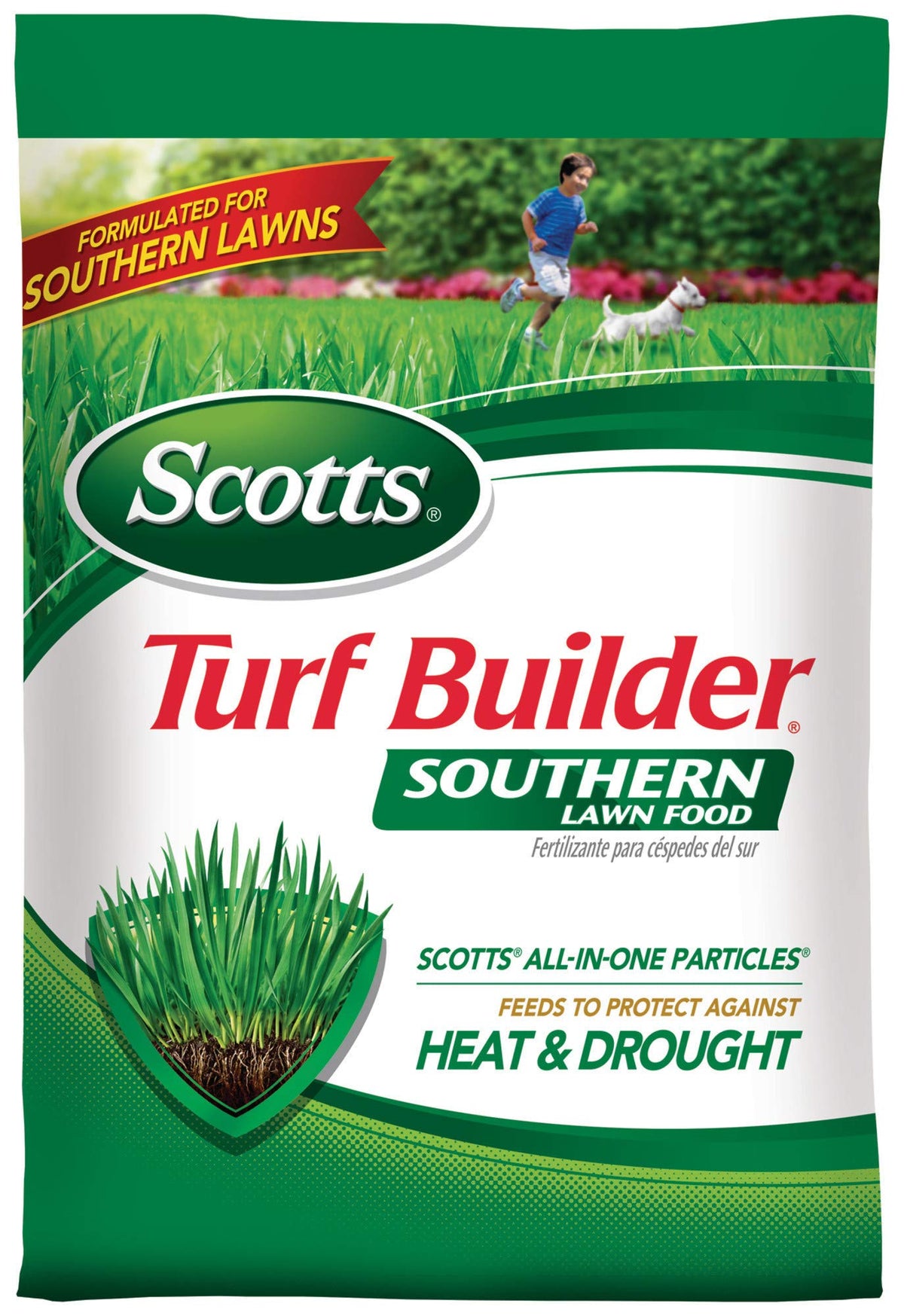 Scotts Turf Builder Southern Lawn Food bag ready for use to feed the lawn.