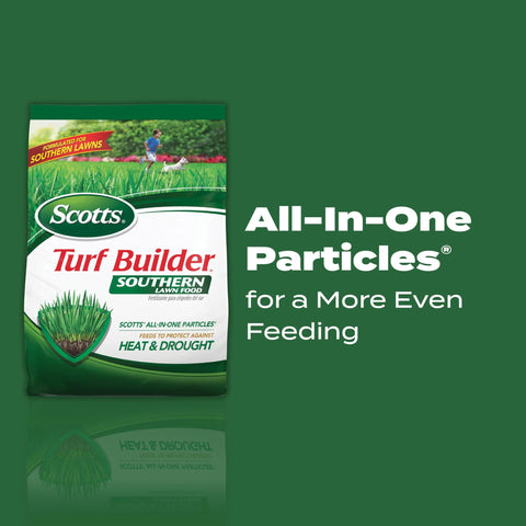 Scotts Turf Builder Southern Lawn Food covers up to 15,000 square feet per bag.