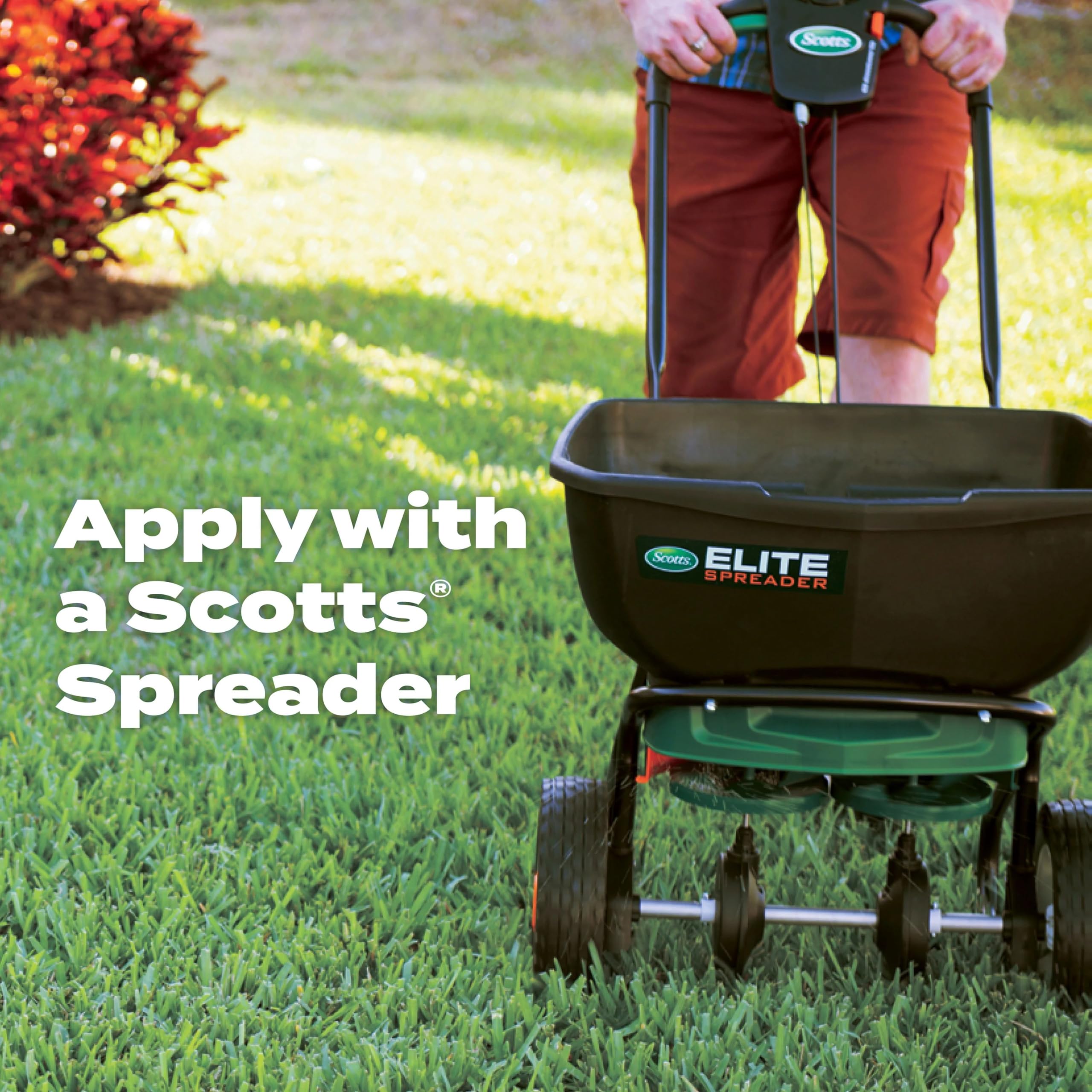 Scotts Turf Builder promotes greener, healthier-looking lawns after application.