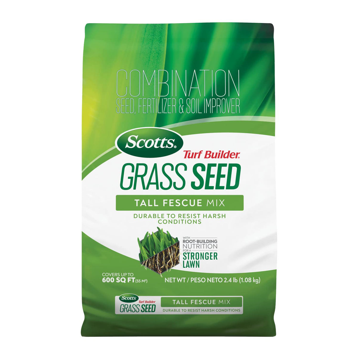 Scotts Turf Builder Tall Fescue Mix seed bag ready for new lawn planting