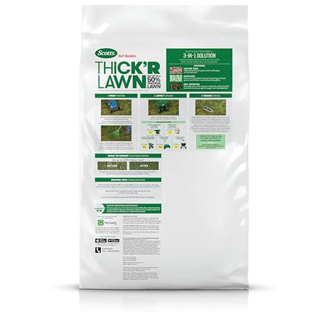 Scotts Thick'R Lawn overseed in progress for thicker, greener turf.
