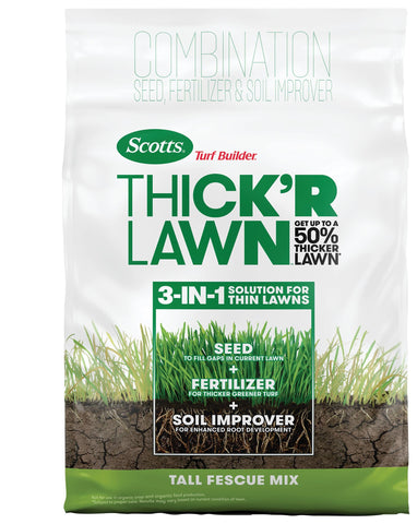 Scotts Turf Builder Thick'R Lawn Tall Fescue Seed concentrates on denser growth for a stronger lawn.