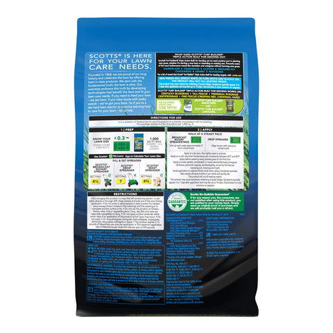 Scotts Turf Builder Triple Action spreader settings demonstrate precise application for optimal coverage.