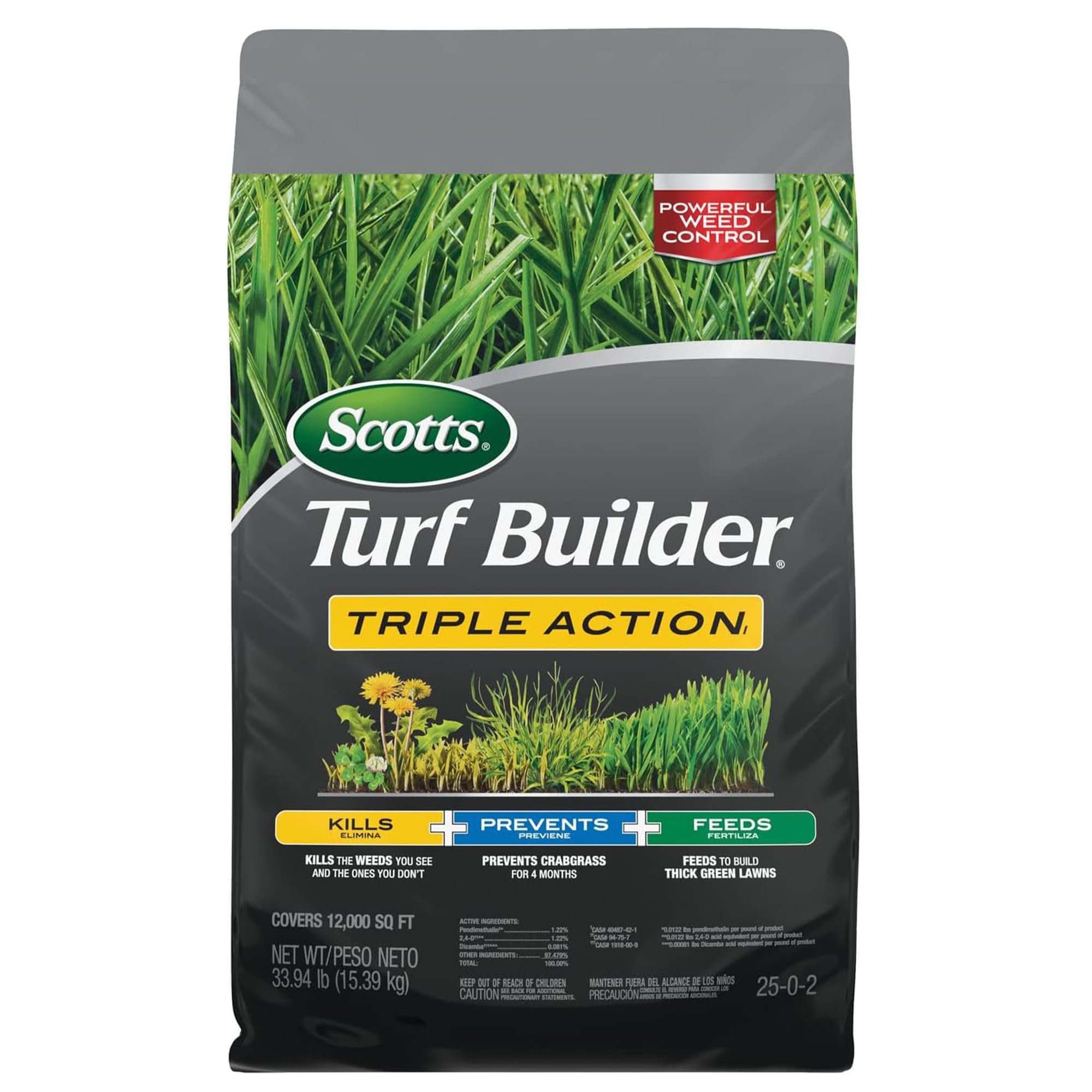 Scotts Turf Builder Triple Action1 bag ready to treat up to 12,000 sq ft.