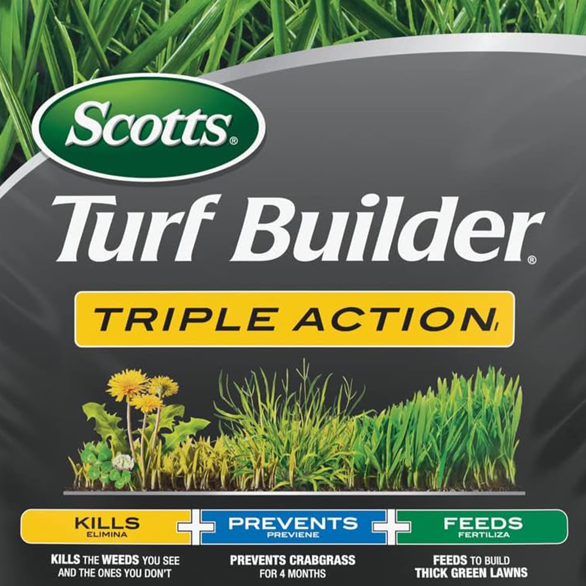Scotts Turf Builder Triple Action1 crabgrass prevention for months.