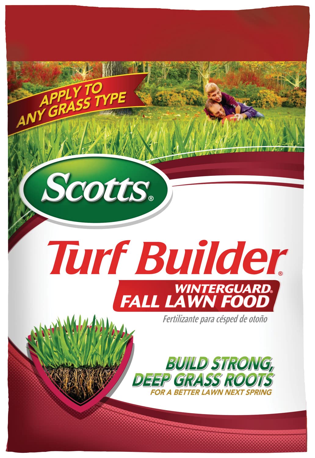 Scotts Turf Builder WinterGuard Fall Lawn Food bag (32.3 lb) for all grass types.