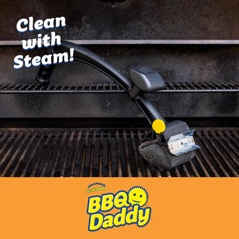 BBQ Daddy steam cleaning head softens with heat for deeper grate access