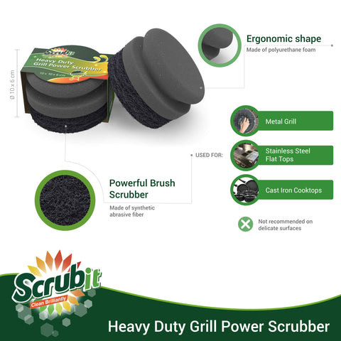 SCRUBIT comfortable handle provides a secure grip during tough grill scrubbing.