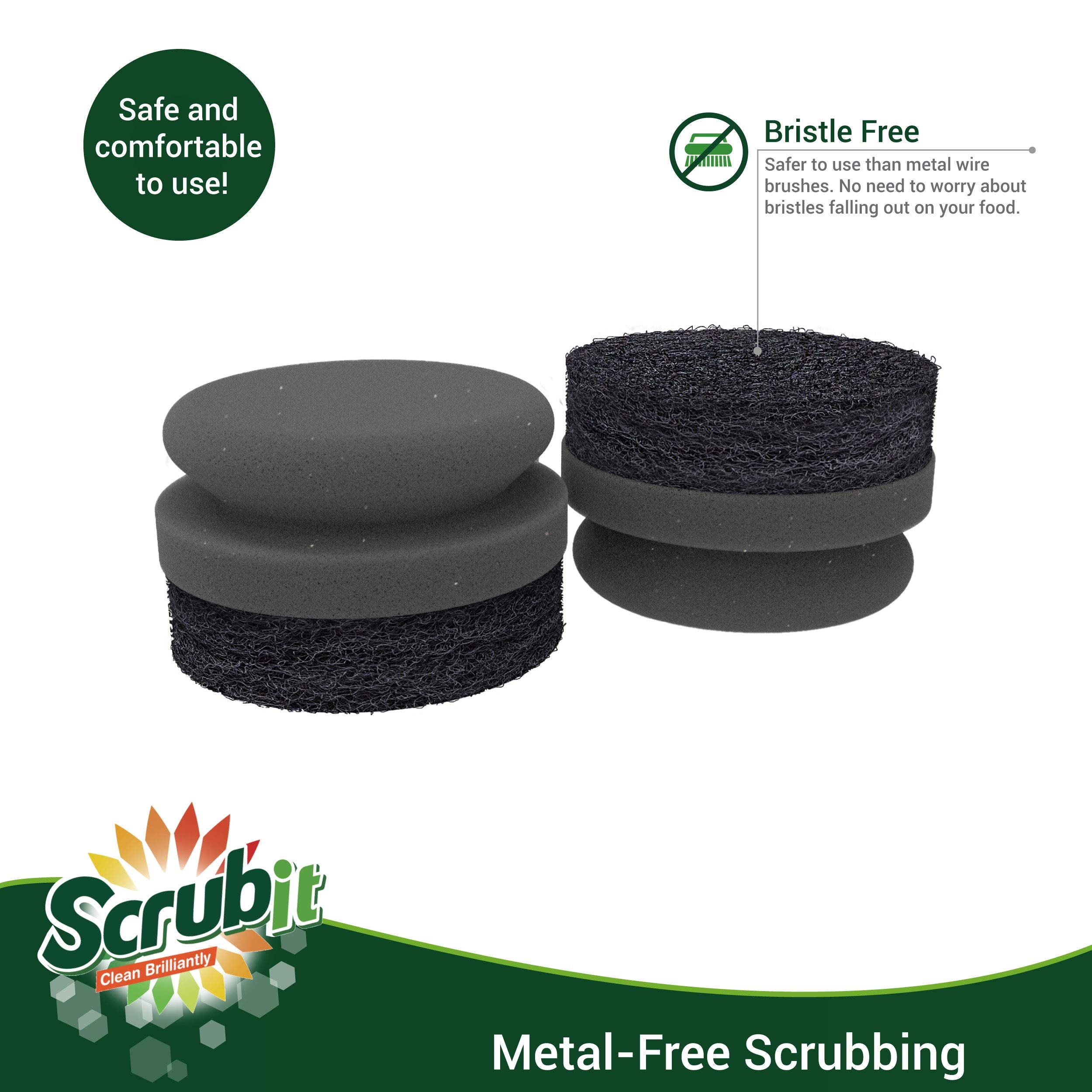 SCRUBIT stainless steel grill grate scrubbing surface for deep cleaning.