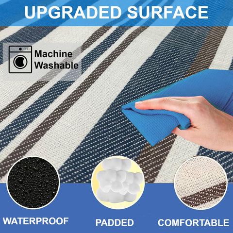 scuddles dual-layer construction on a picnic blanket for outdoor durability