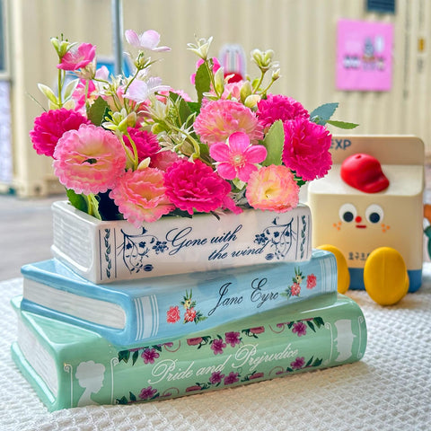 Scuyari book vase displayed with plants elevates any living space