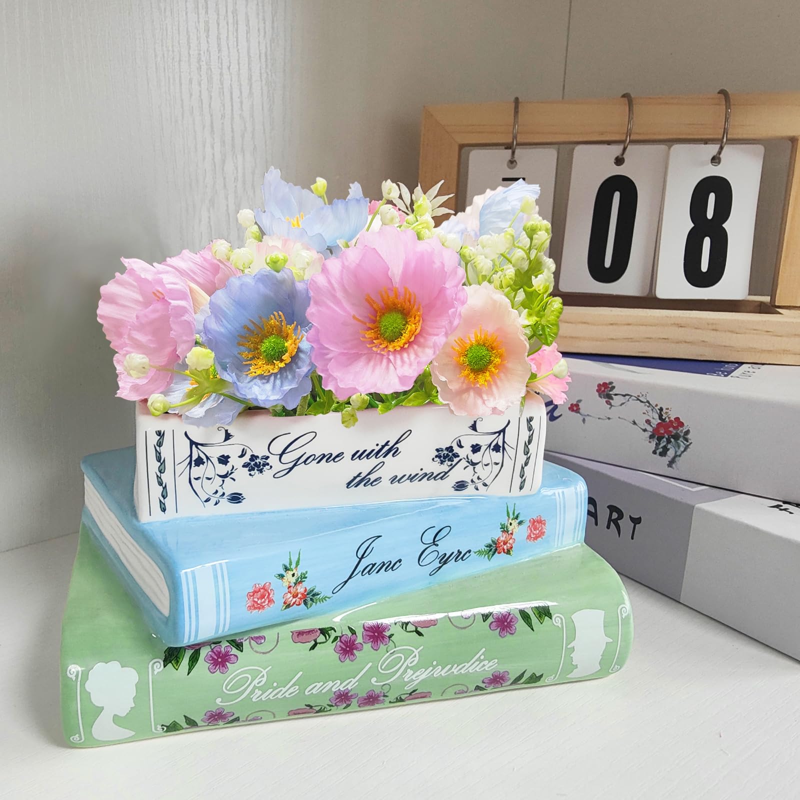 Scuyari book-shaped planter on windowsill brightens study or entryway