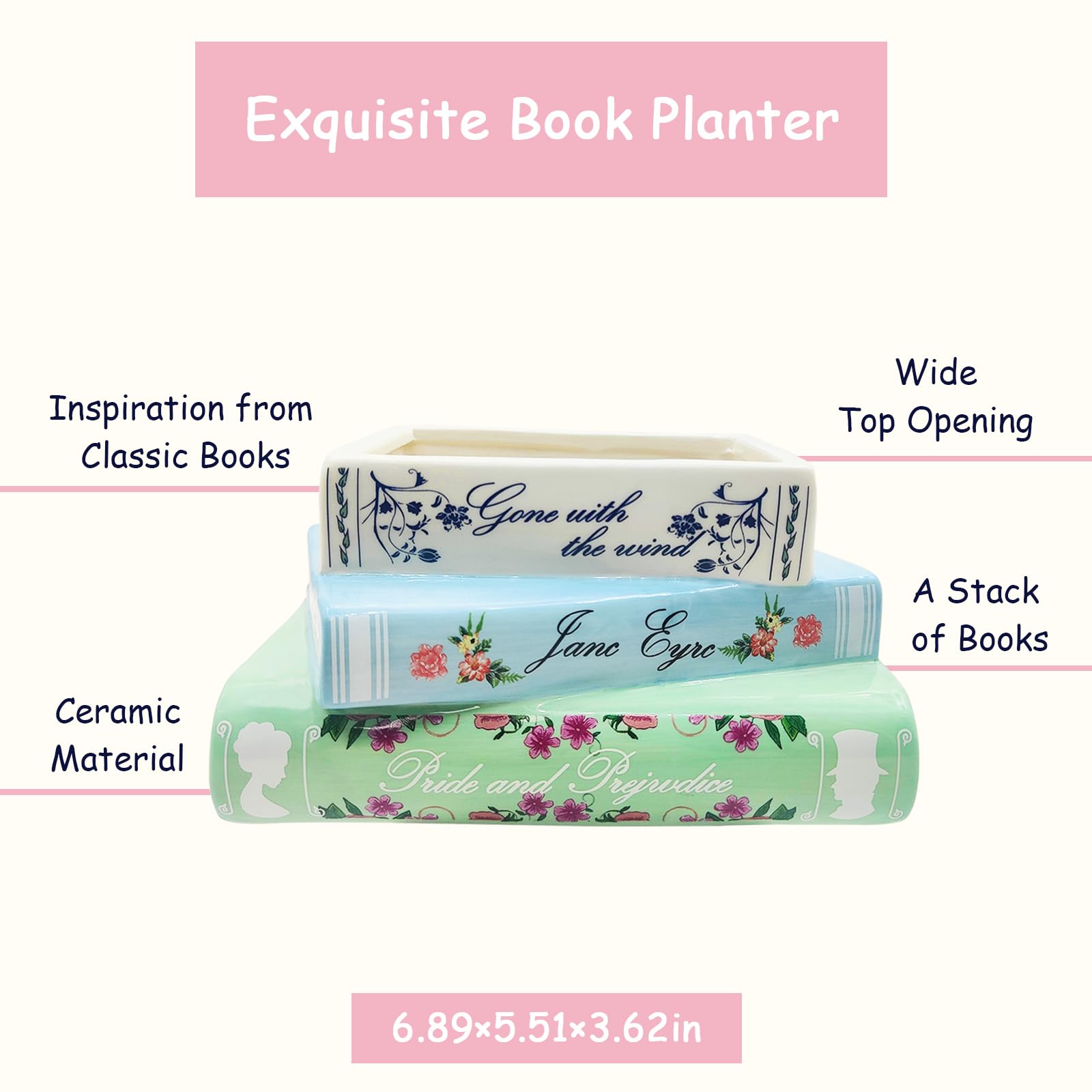 Scuyari ceramic planter wide top opening fits orchids and succulents