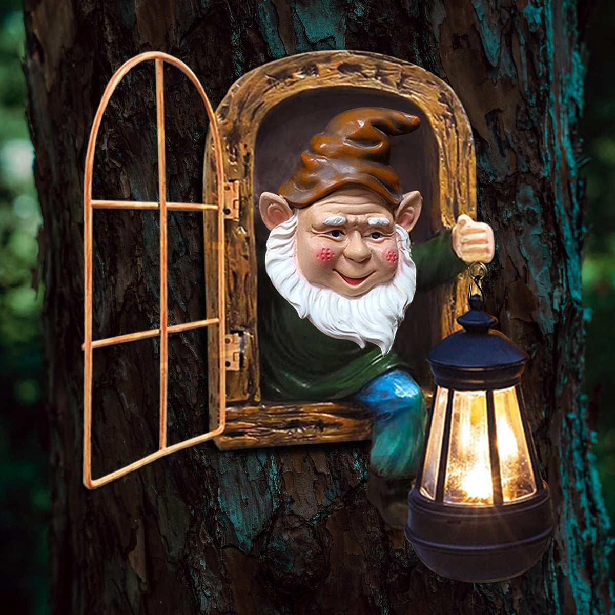 Scuyari solar gnome lantern lights outdoor spaces with a warm glow for evenings.