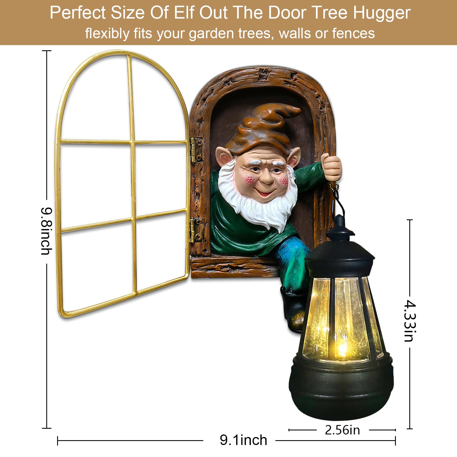 Scuyari tree hugger gnome window scene adds whimsy and ambient light.