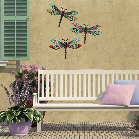 Scwhousi handcrafted 3D iron dragonfly hanging sculpture brightening living spaces