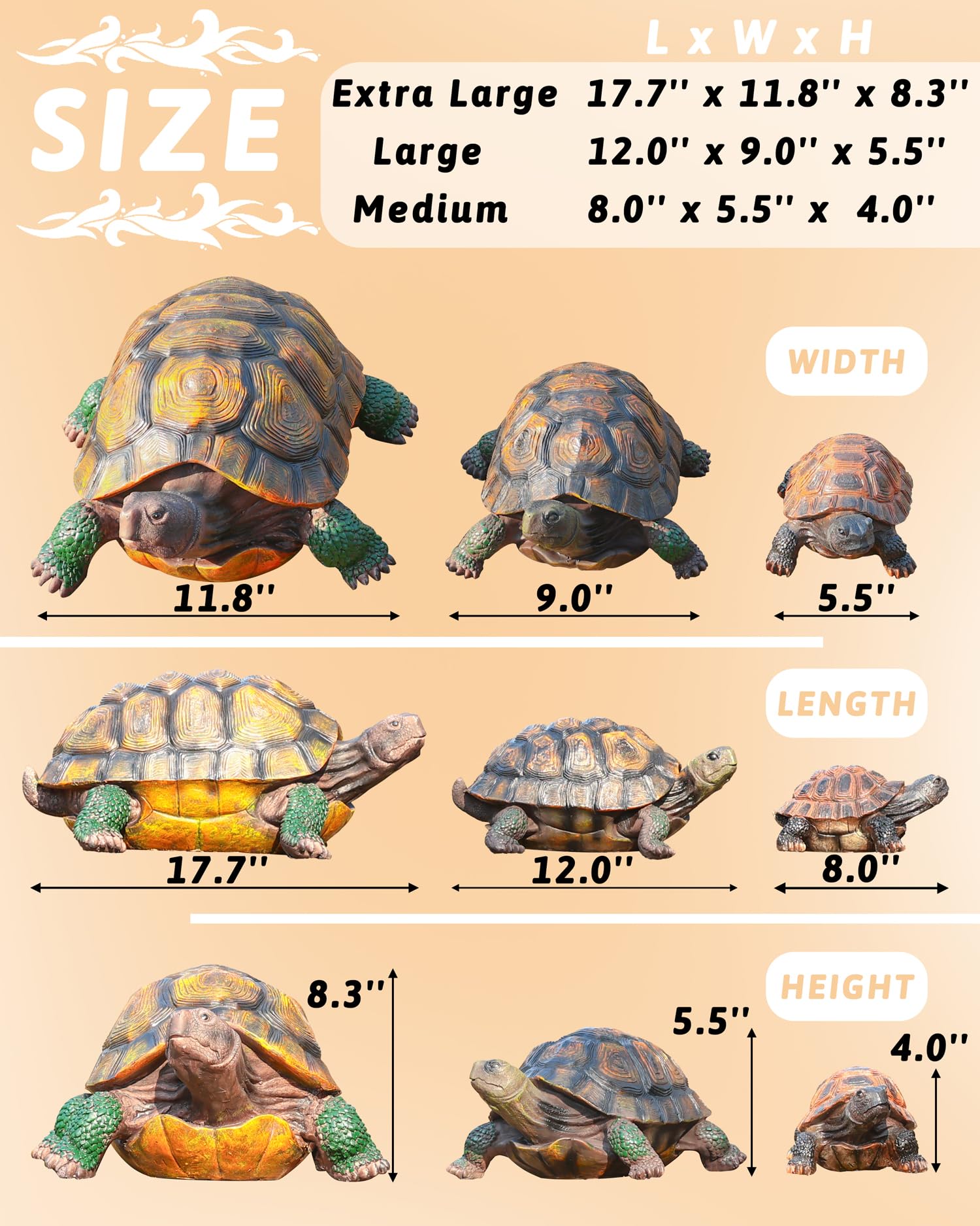 Sdeetesamjun turtle statue with hand-painted detail for lifelike charm.