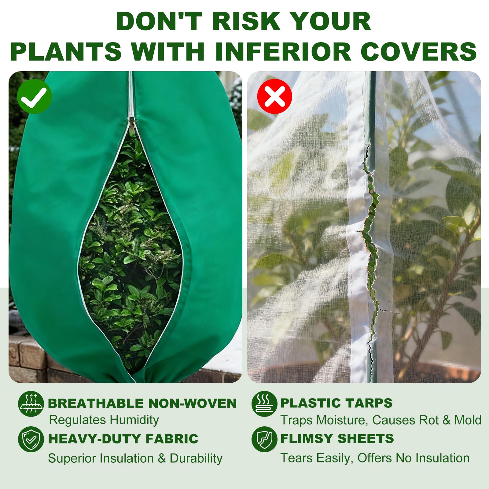 SDLDEER breathable nonwoven material promotes air flow while protecting plants.