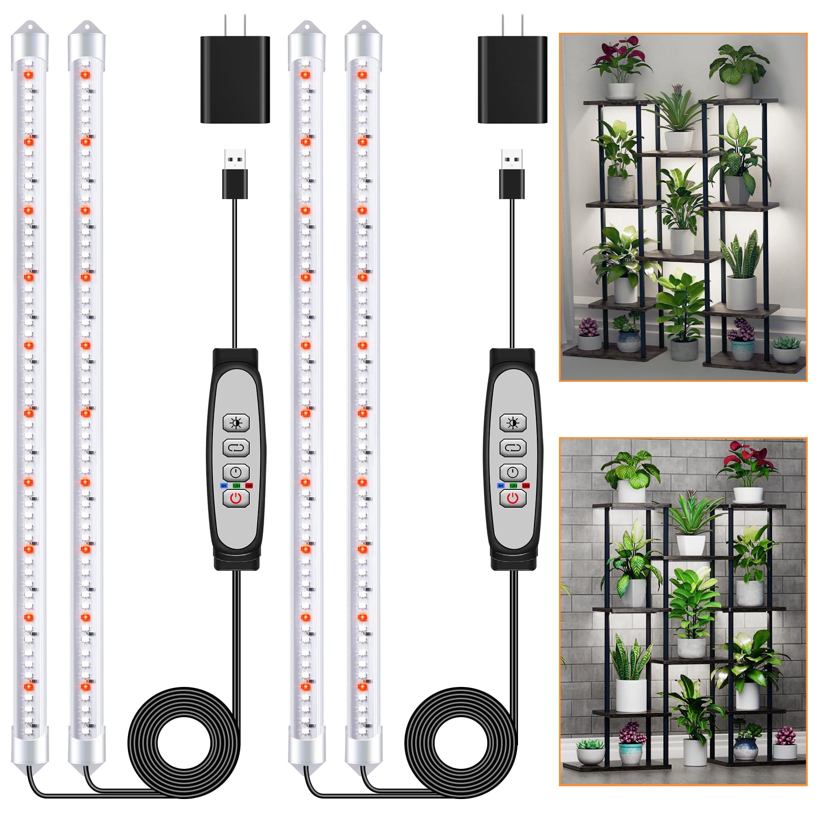 SDOVUERC 2-bars grow light strip pack for indoors, supporting healthy plant growth