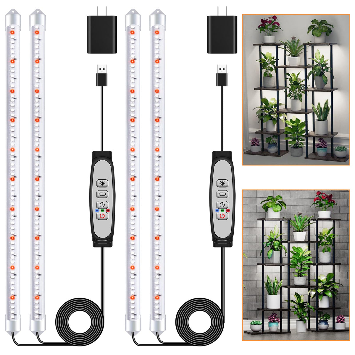 SDOVUERC 2-bars grow light strip pack for indoors, supporting healthy plant growth