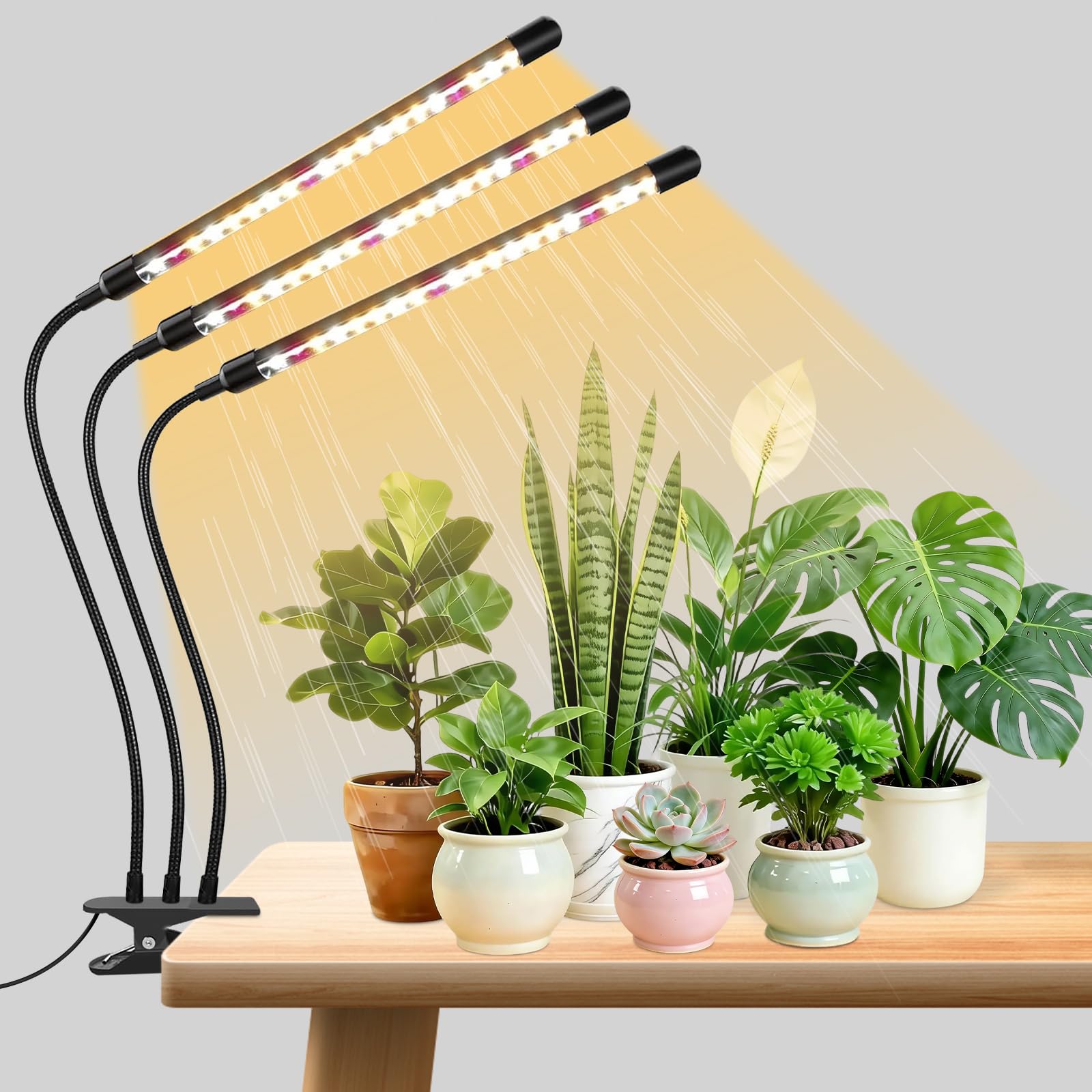 SDOVUERC 3head plant light attached to a clip for efficient indoor growth
