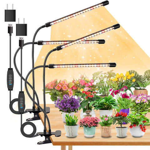 SDOVUERC 4-heads grow light panel over seedlings for even indoor growth