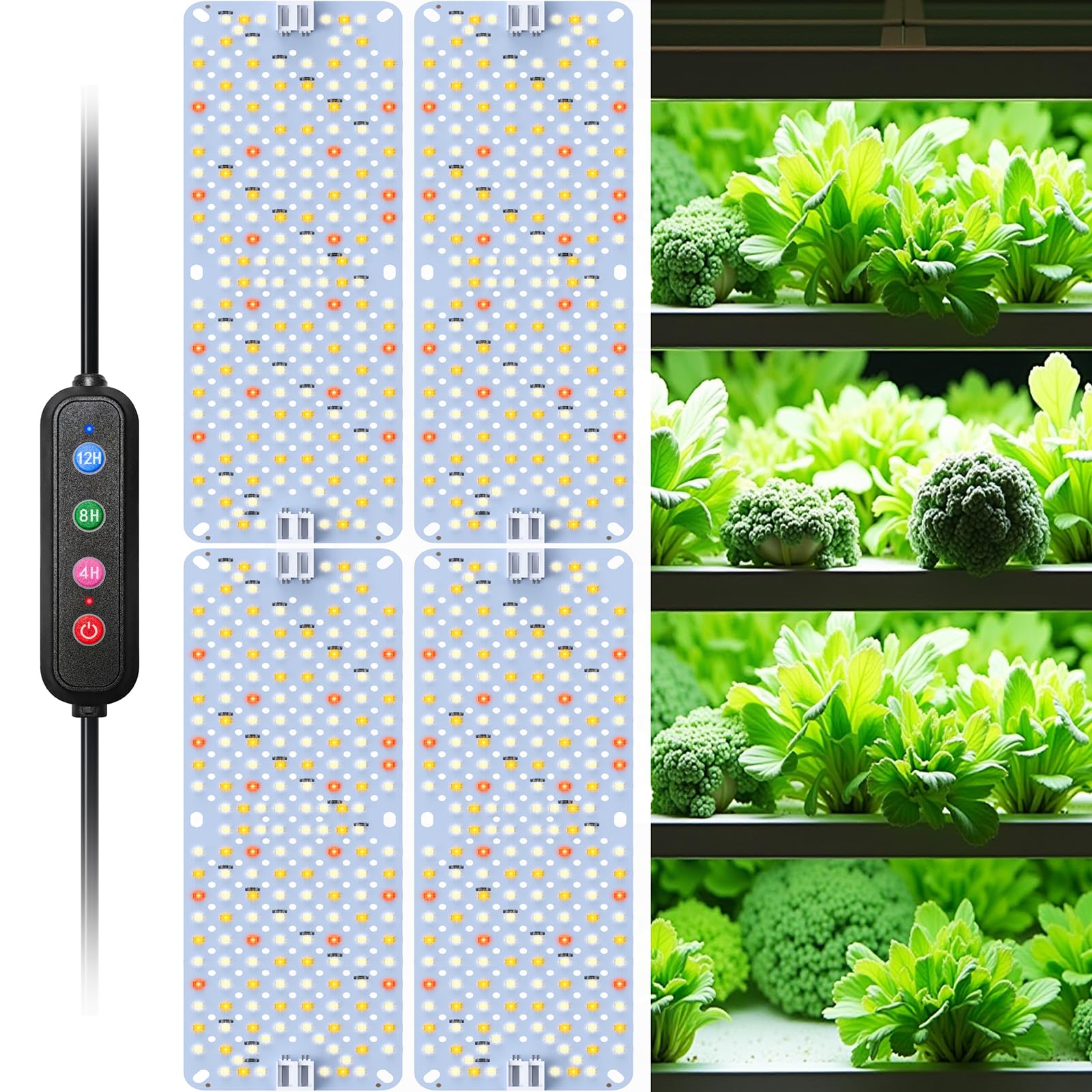 SDOVUERC full spectrum 768-LED grow light panel powers healthy seedling growth.