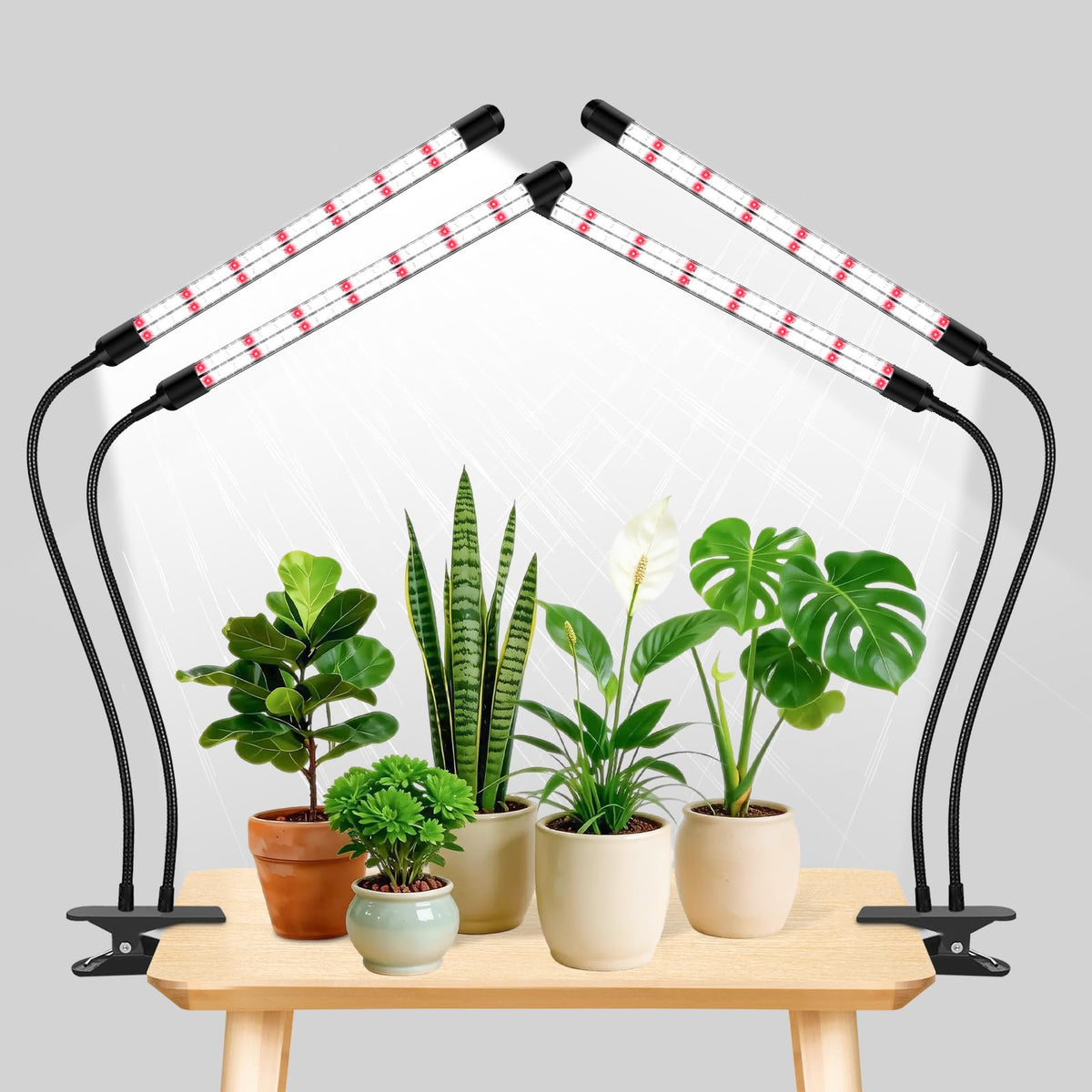 SDOVUERC full-spectrum dual-head clip light provides uniform coverage for healthier indoor plants.