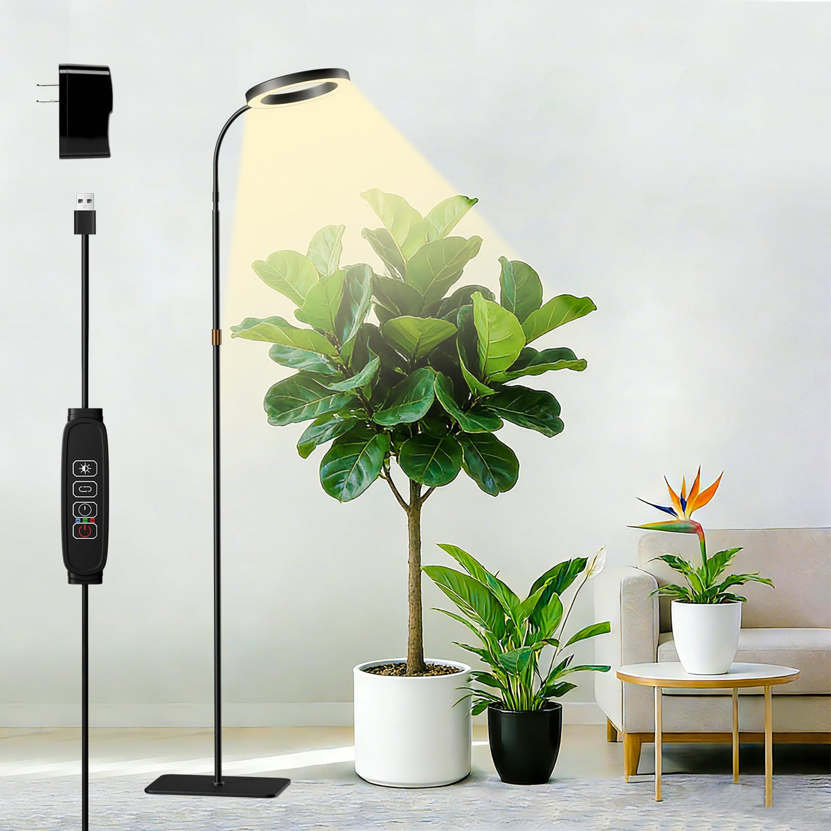 SDOVUERC full-spectrum grow light with ring-design enhances decor and plant health