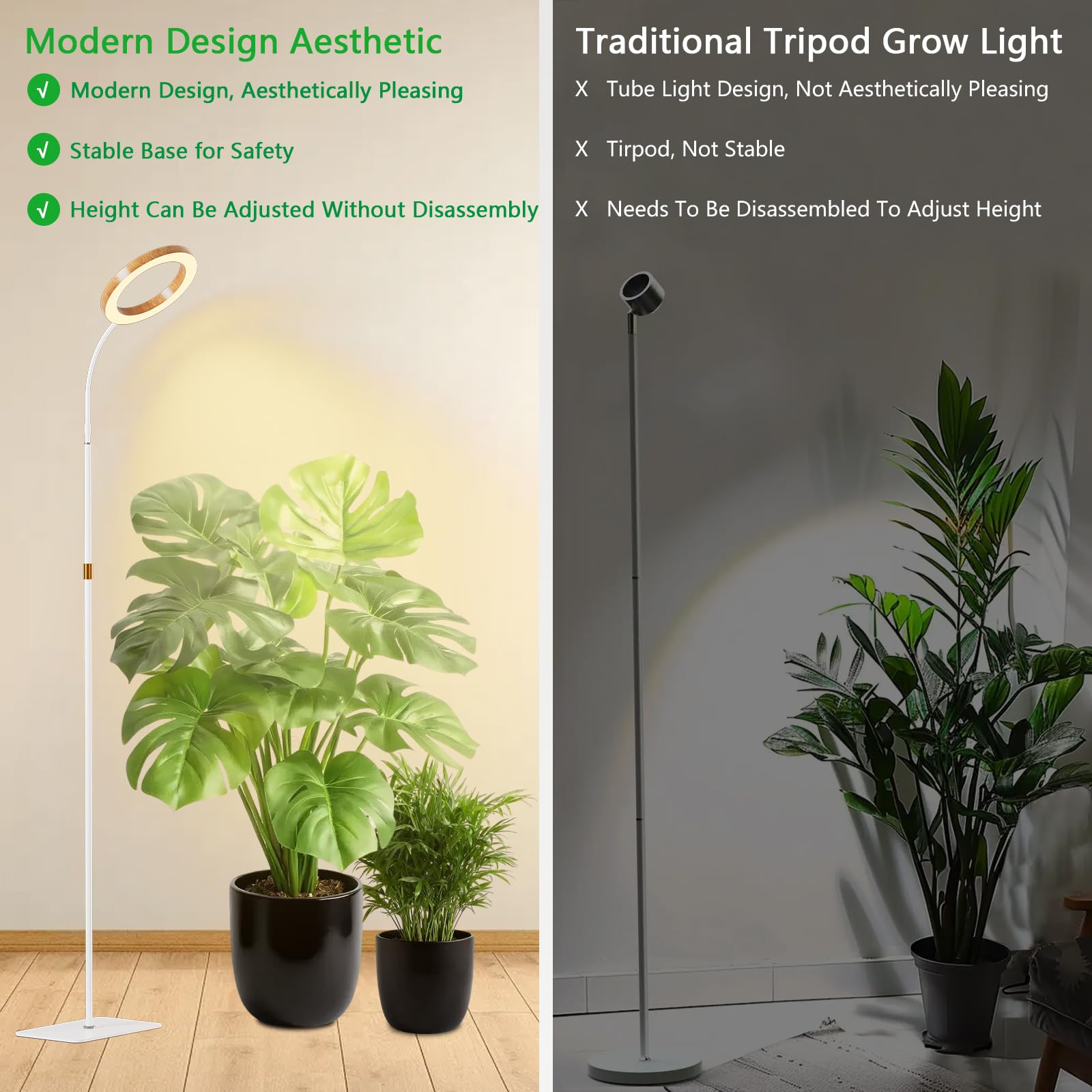 SDOVUERC grow light with a weighted base for stable placement on any floor