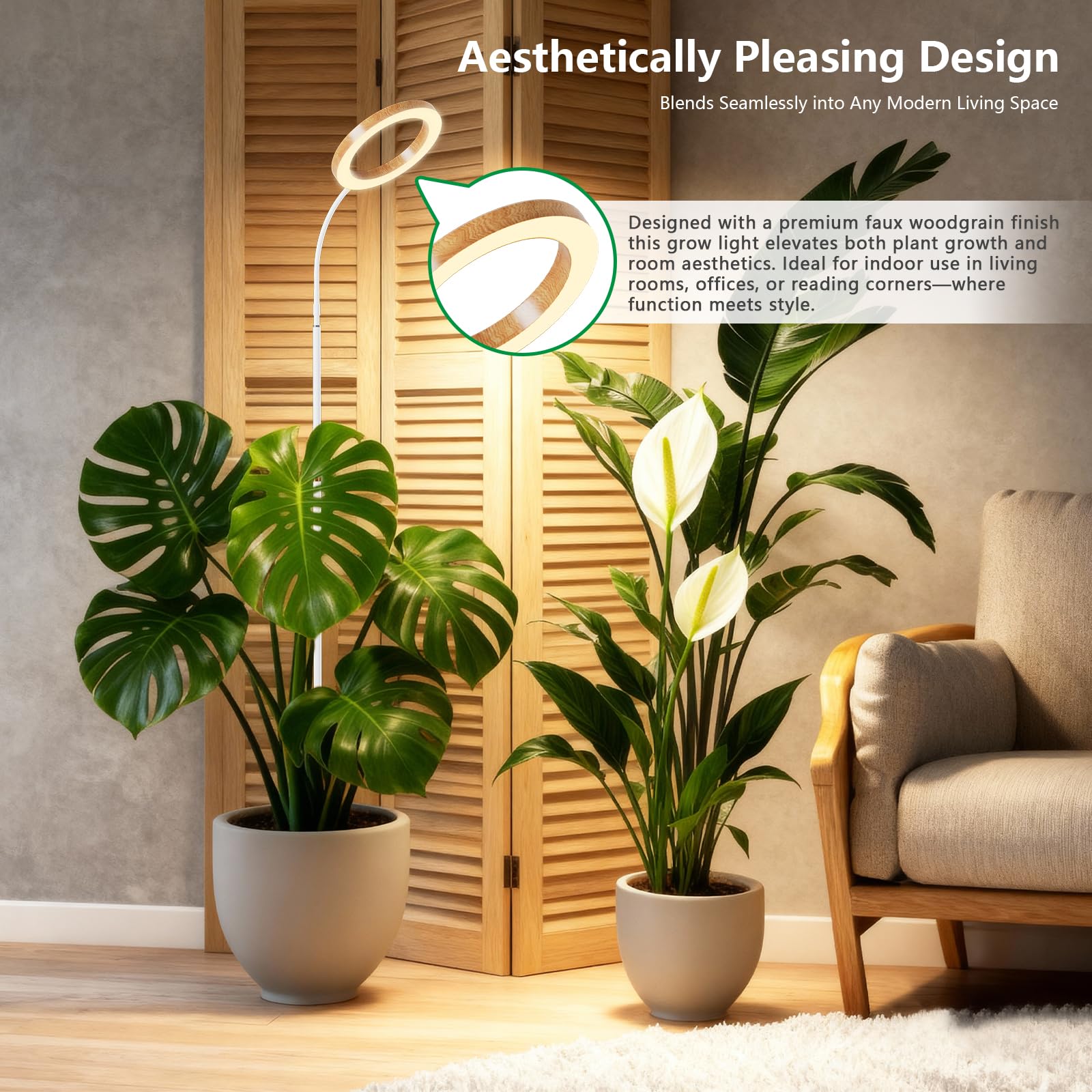 SDOVUERC grow light with faux wood finish complements home decor