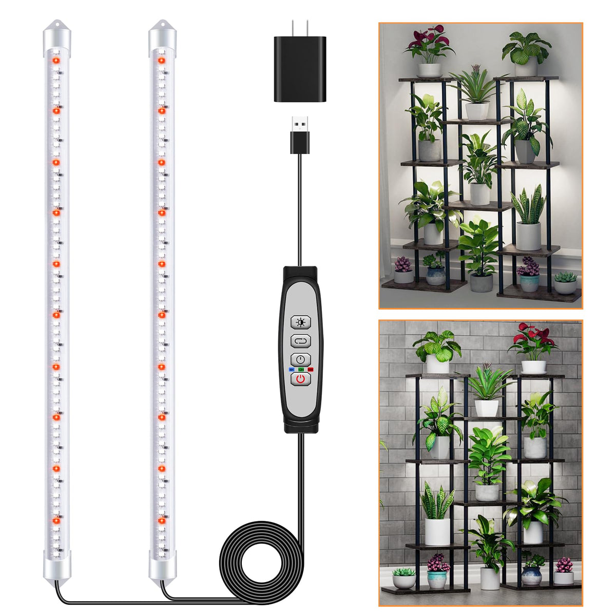 SDOVUERC grow light strip mounted on shelf boosts indoor plant growth