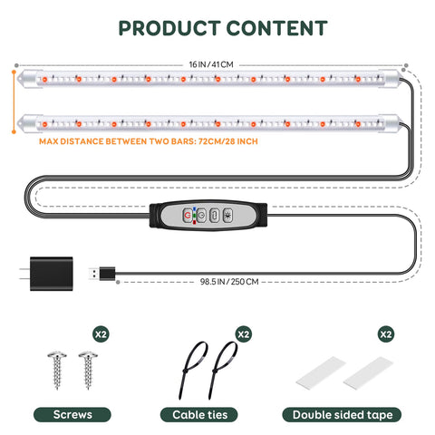 SDOVUERC grow light strip mounted on wall provides full spectrum for healthy seedlings