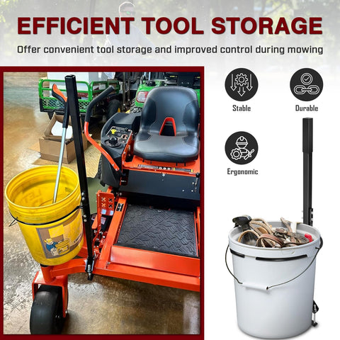 SDSNTE handlebucket bracket with bucket attached enables quick debris haul