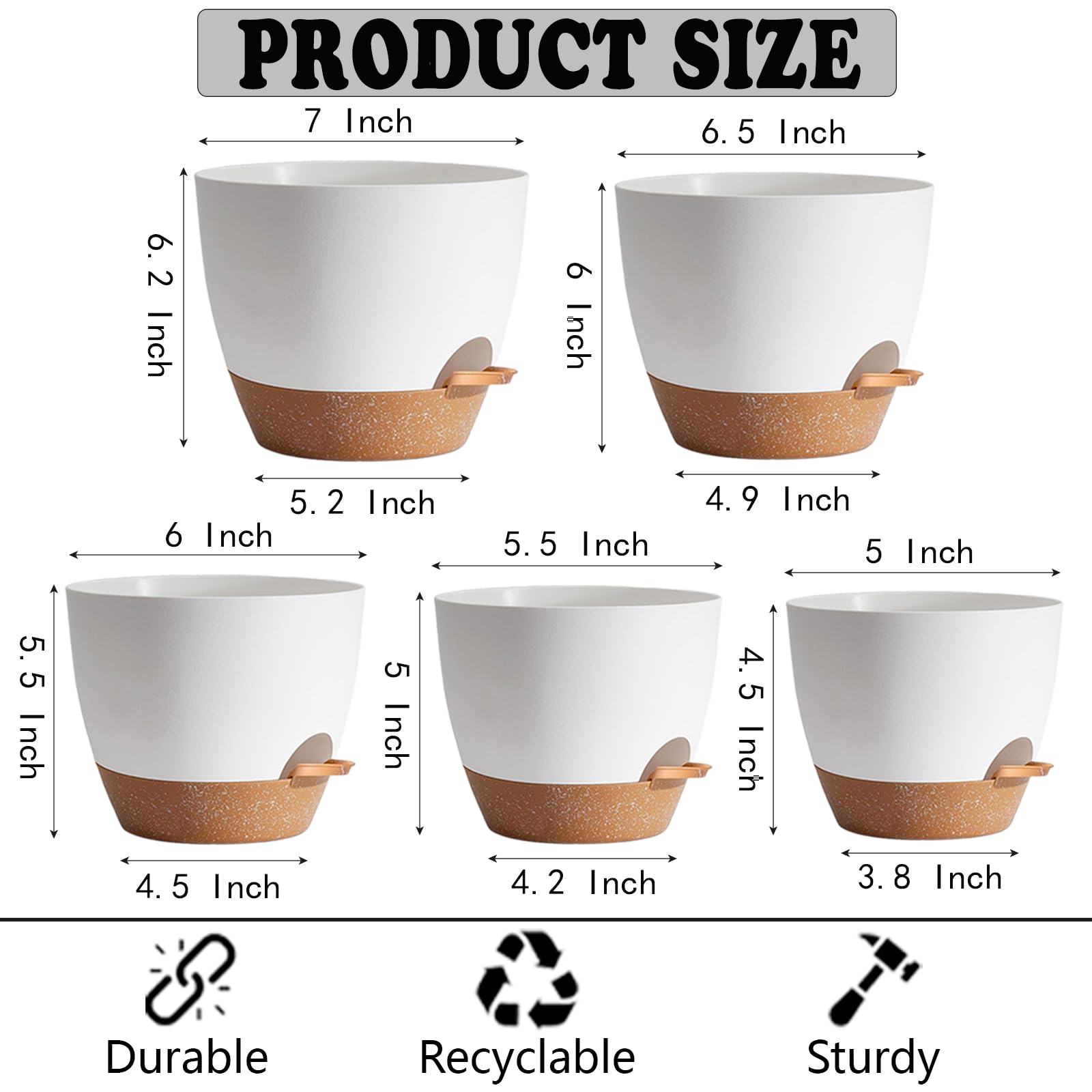 SE SUN-E 6-inch white planter highlighting bottom drainage and lip