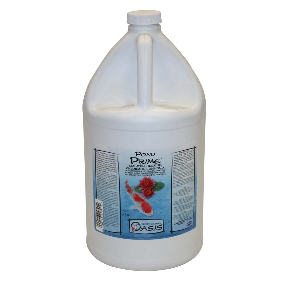 Seachem Pond Prime bottle close-up for pond conditioning and slime coat support.
