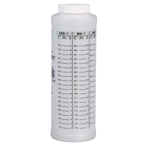 Seachoice container shows liter and gallon ratio marks for accurate mixing