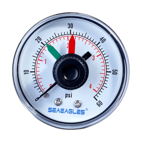 SeaEagles ECX2712B1 gauge face with clear 0-60 psi scale for Hayward filters.