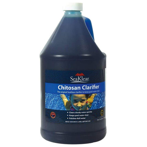 SeaKlear natural pool clarifier in 1-gallon bottle improves clarity and filtration.