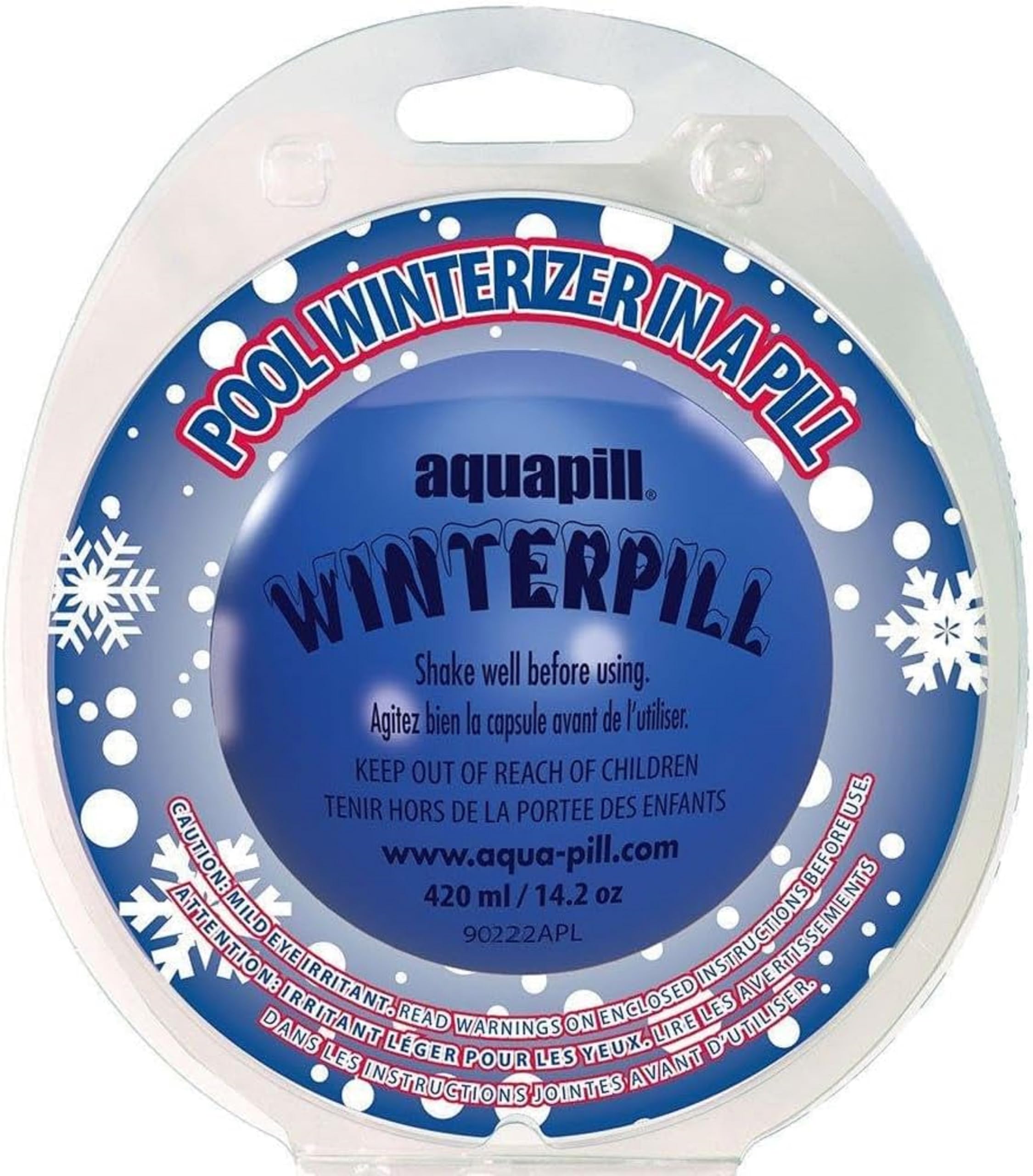 SeaKlear WinterPill Winterizer pill floating under a pool cover for simplified winter maintenance.