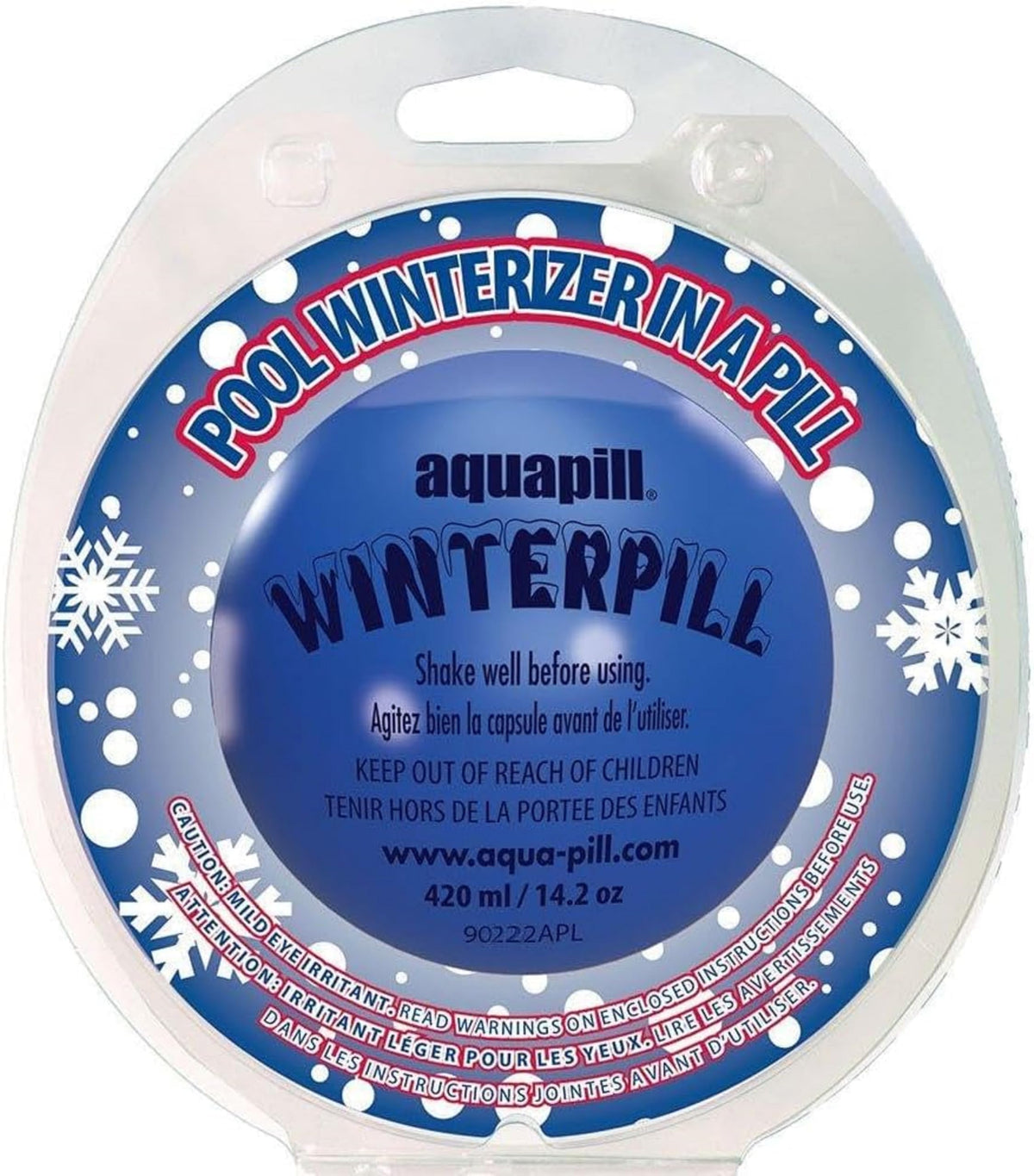 SeaKlear WinterPill Winterizer pill floating under a pool cover for simplified winter maintenance.