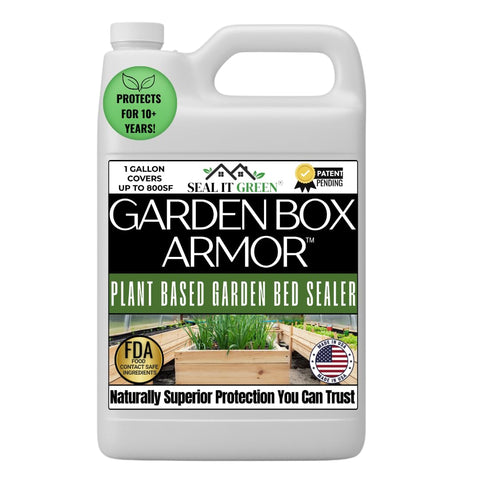 Seal It Green Garden Box Sealer application showing wood treatment for moisture protection