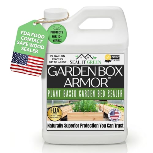 Seal It Green Garden Box Sealer coats wood to protect raised beds from moisture.
